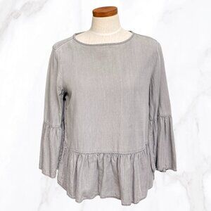 beachlunchlounge Women's Stone Washed Gray‎ Peplum Top, Size S